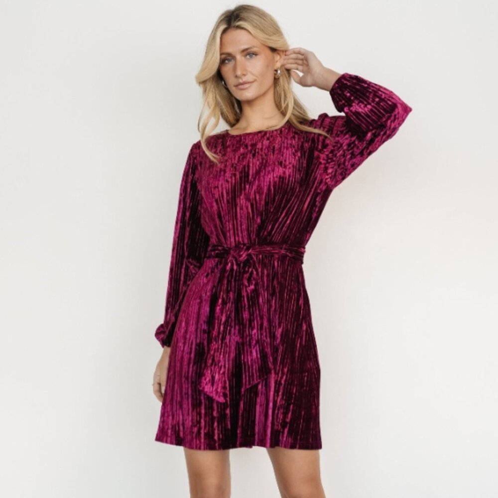 Baltic Born  Anastasia Velvet Short Dress | Wine Berry | Party Dress | XL | NWT